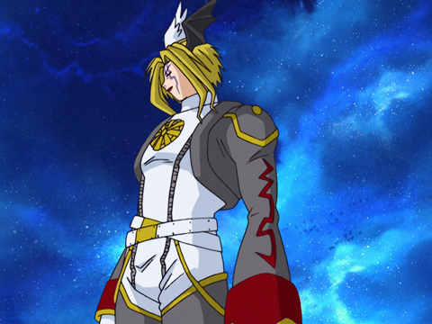 Lucemon FM without his wings, looking like an asshole